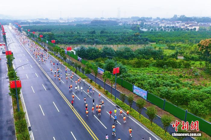 宜都半程马拉松开跑 选手畅跑柑橘林赛道